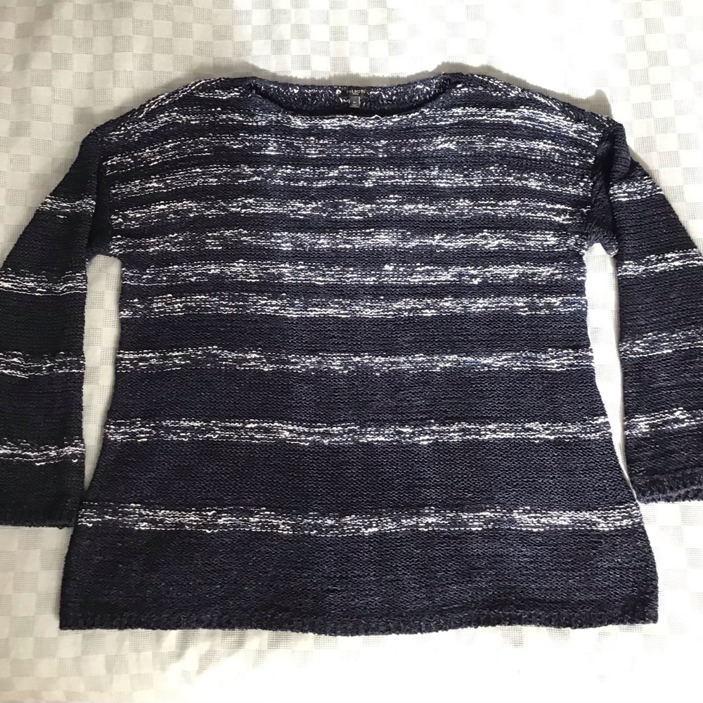 Talbots Navy Blue Striped Sweater 1X